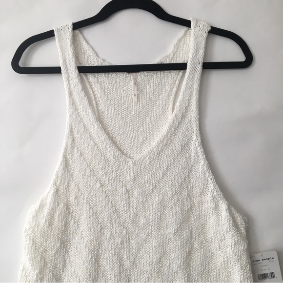 Free People Chevron Tank top Knit Sweater Ivory Size Medium - Picture 5 of 14